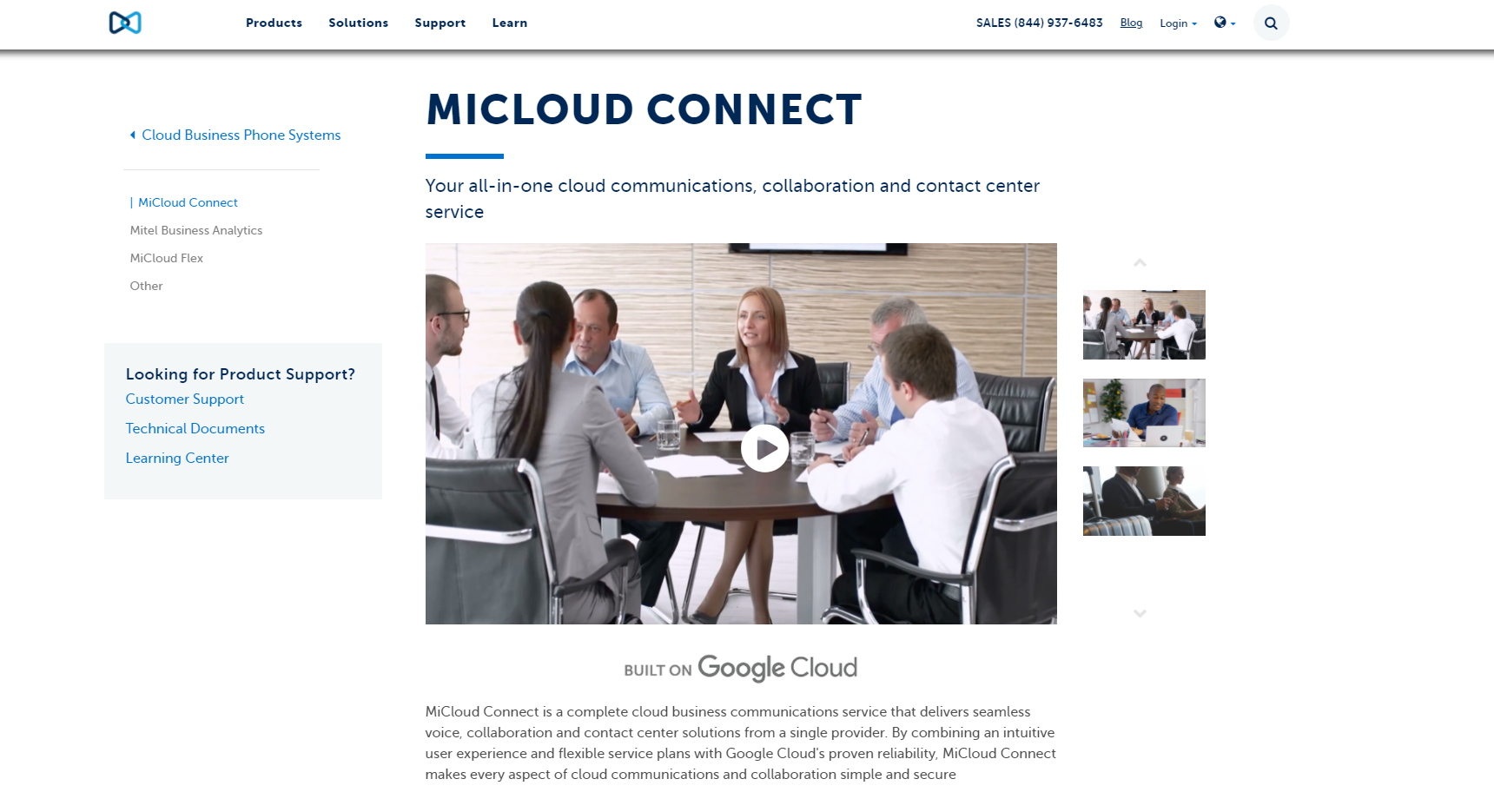 Webové stránky poskytovatele služby MiCloud Connect