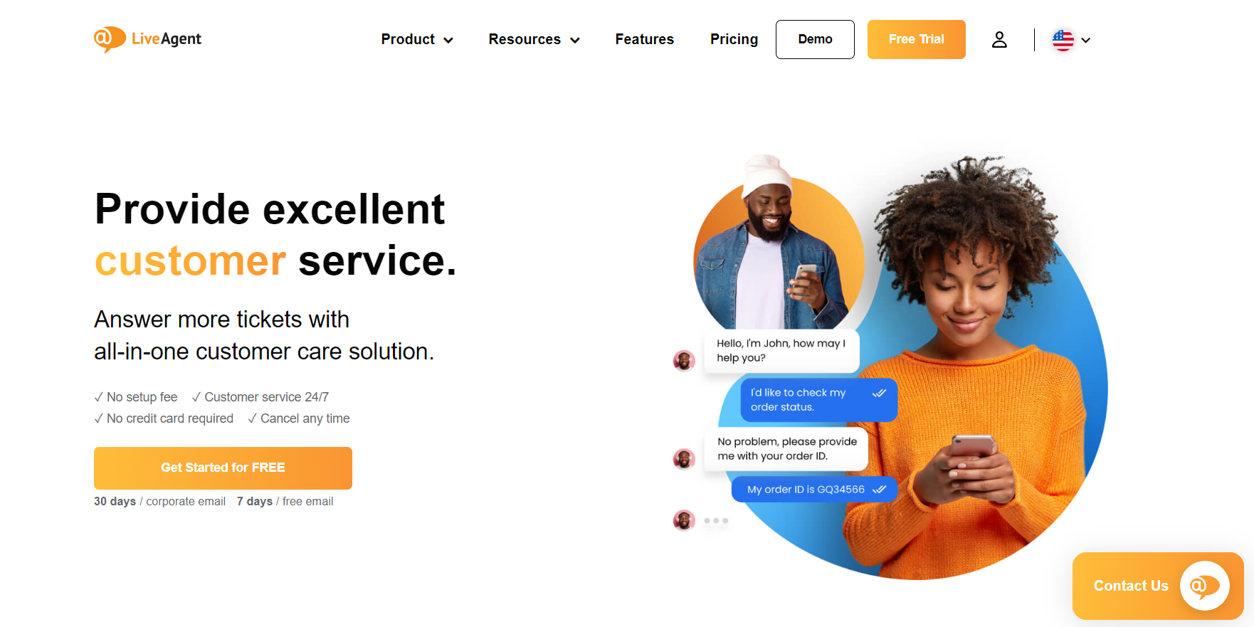 LiveAgent homepage - customer service ecommerce live chat software